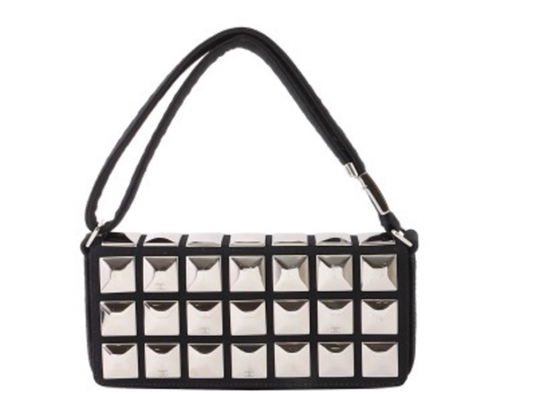 Chanel Black Ice Cube Canvas Shoulder Bag