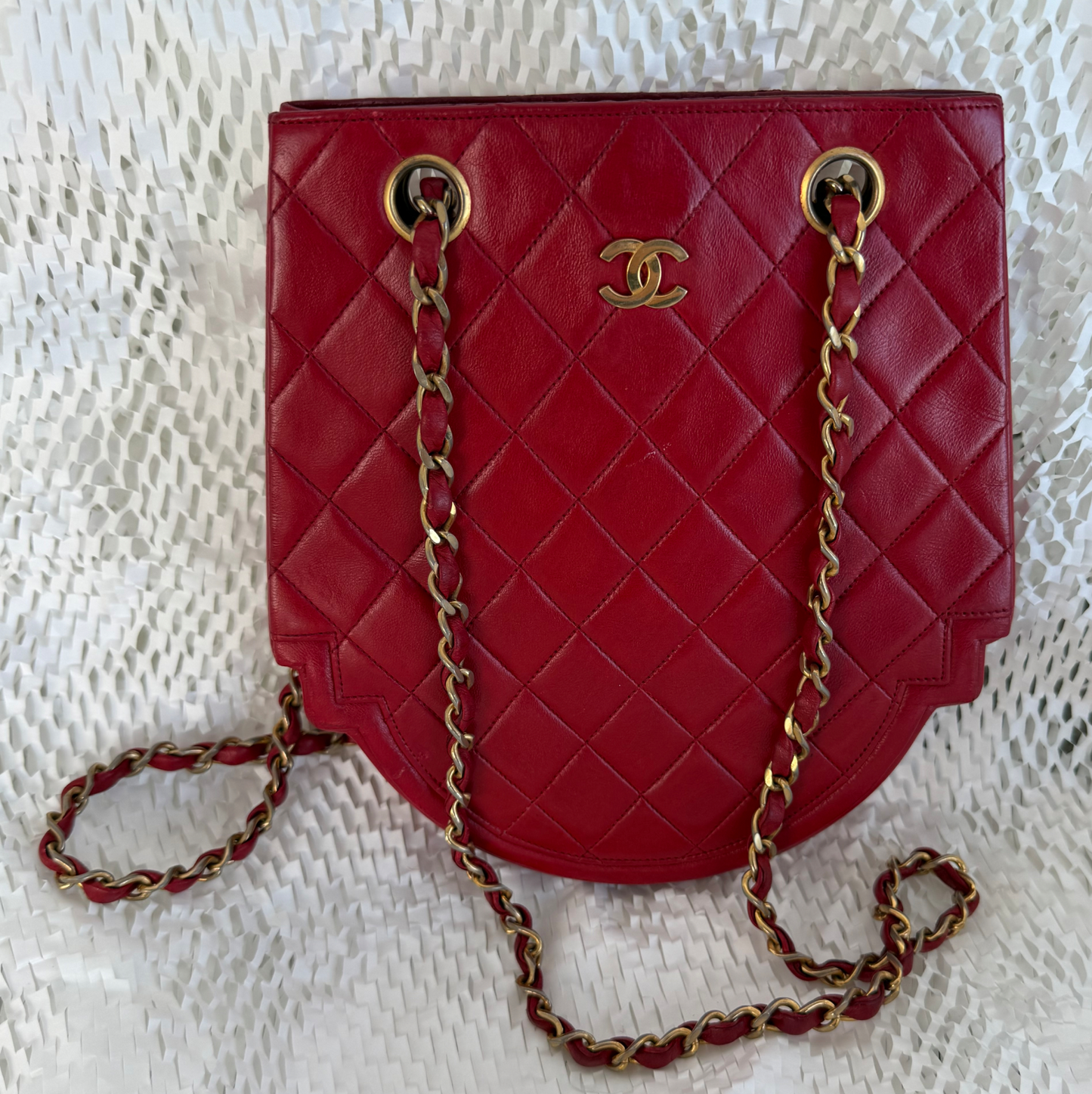 Chanel Red Round Flap Shoulder Bag [80s–90s]