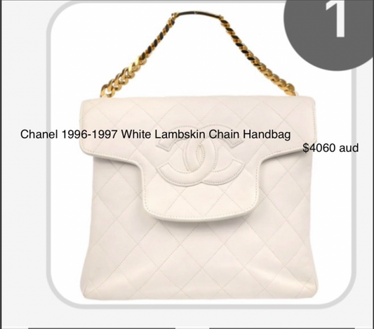Chanel White Lambskin Chain Handbag