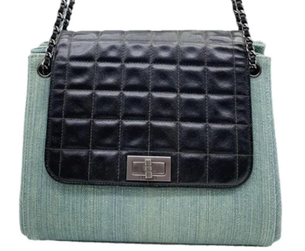 Chanel Blue & Black Denim Reissue Accordion Flap Bag