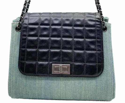 Chanel Blue & Black Denim Reissue Accordion Flap Bag