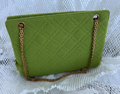 Chanel Green Quilted Wool Chain Bag